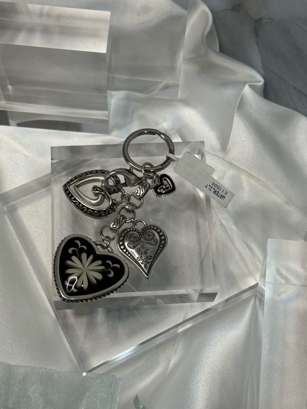 NWT Brighton Waterlily Heart Cluster Bag Charm / Key Fob - Picture 3 of 6